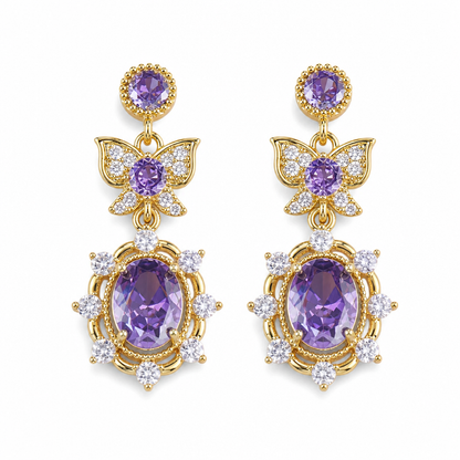 ✨ 50 % Rabatt! 🦋 Ein Hauch von Eleganz – Funkelndes Schmetterling-Schmuckset mit violetten Zirkonia