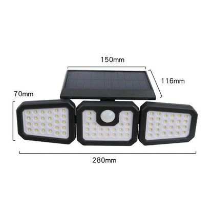 ⏳Zeitlich begrenztes Angebot⏳ Solar-LED-Wandleuchte mit Bewegungsmelder – 3 Leuchtenköpfe, verstellbare Seitenleuchten und 2400-mAh-Akku