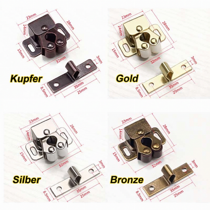 ⏳Zeitlich begrenztes Angebot⏳ Doppelrollen-Türschnäpper für Schranktüren – Metall mit Nylonrollen, 4er- oder 8er-Set
