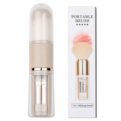 ⏳Zeitlich begrenztes Angebot⏳ 5-in-1-Reise-Make-up-Pinselset – einziehbare Kosmetik-Kapsel mit Puder-, Rouge- und Silikon-Lippenpinsel