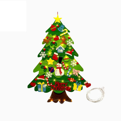 ⏳Zeitlich begrenztes Angebot⏳ DIY-Weihnachtsbaum aus Filz zum Aufhängen – mit abnehmbaren Ornamenten und Lichterkette zum gemeinsamen Dekorieren