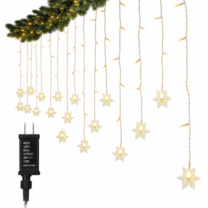 ⏳Zeitlich begrenztes Angebot⏳ ❄️ 50 % RABATT NU! 💡 Charmig snöflinge-gardinbelysning med 8 ljuslägen – vattentät & klar akryl för vinter och fest, inomhus och utomhus 🌟